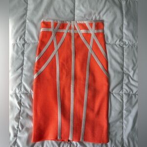 WOW COUTURE / Size Small / Orange Coral Fitted Pencil Skirt Shaping Slimmer